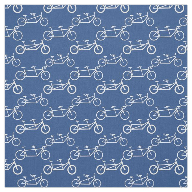 Tissu Vélo Tandem blanc en bleu (Échantillon)