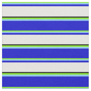 Tissu Vert, bleu ciel clair, bleu, blanc et noir