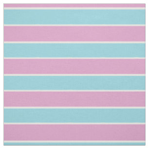Tissu Vert/bleu écume de mer avec des rayures rose/blanc
