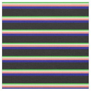 Tissu Vert citron, Beige, Saumon, Bleu foncé & Noir