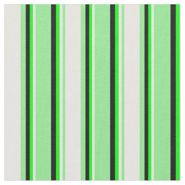 Tissu Vert clair, Crème à la menthe, Lime et bandes noir (Fermer)