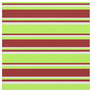 Tissu Vert clair, rouge foncé et rayures de couleur beig