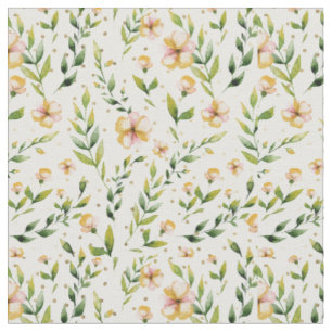 Tissu Vert de la forêt d'or moutarde jaune pois floraux