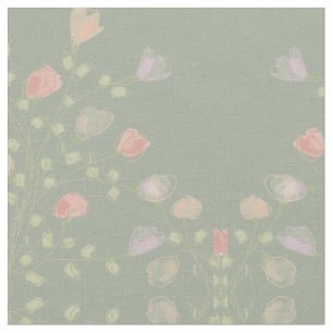 Tissu Vert doux avec floral Pastel