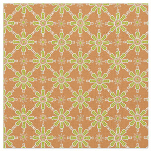 Tissu Vert et Blanc sur Abstrait Tribal Design Brun