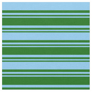 Tissu Vert foncé et ciel clair Bleu rayures de couleur