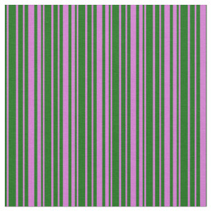 Tissu Vert foncé et Motif rayé orchidée
