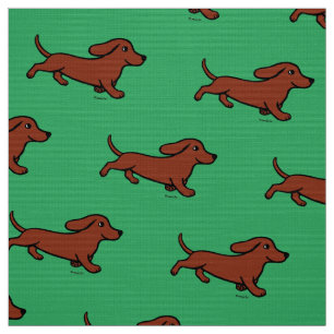 Tissu Vert fonctionnant de teckel lisse rouge