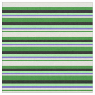 Tissu Vert Forêt, Beige, Bleu Ardoise, Vert & Noir