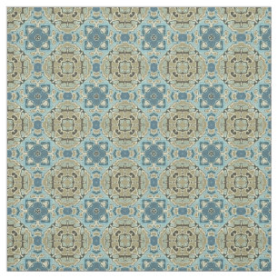 Tissu Vert gris Turquoise bleu ocre Hip Orient Bali Art