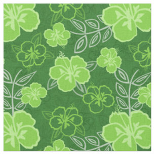 Tissu Vert hawaïen de motif de ketmie