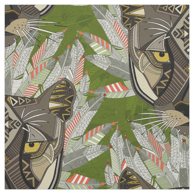 Tissu vert indigène de puma (Échantillon)