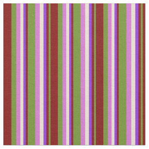 Tissu Vert, marron, violet, beige et orchidée