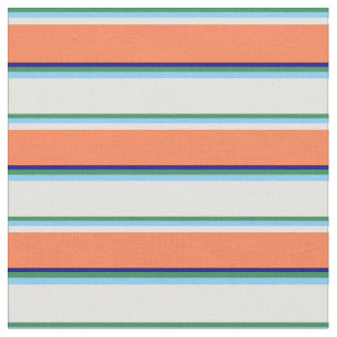 Tissu Vert mer, bleu ciel clair, cyan clair, corail, ble