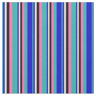 Tissu Vert mer clair, bleu, beige, noir et rose chaud