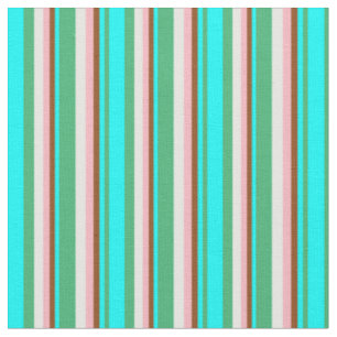 Tissu Vert mer, Cyan, Brown, Rose clair et crème à la me