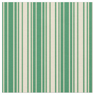 Tissu Vert mer et Motif beige de Stripes