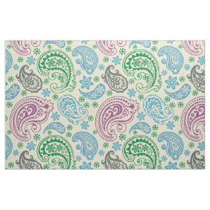 Tissu Vert pourpre et bleu tons Vintage paisley Motif