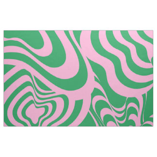Tissu Vert Rose Gras Rayures Vagues Rétro Y2K Marbre
