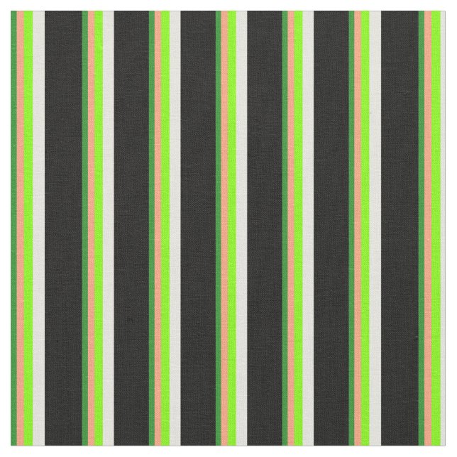 Tissu Vert, Saumon clair, Chartreuse, Beige & Noir (Fermer)