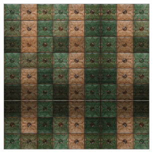 Tissu vert terre intemporel et Brown en tuile flor