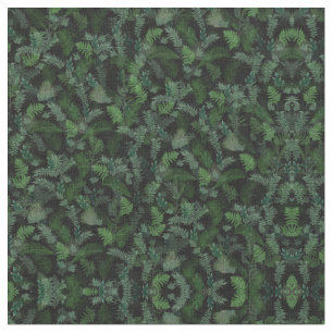 Tissu Vert tropicale moderne Feuillage vert noir