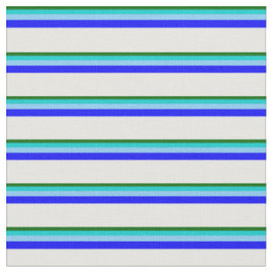 Tissu Vert, Turquoise, Ciel bleu clair, Bleu & Blanc