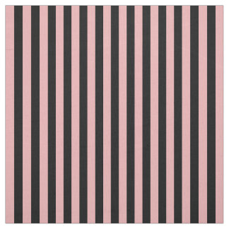 Tissu Vertical rose clair et noir rayé