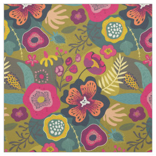 Tissu Verts tropicaux Abstrait Floral