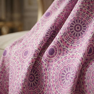 Tissu Vibrant rose violet et blanc Motif marocain