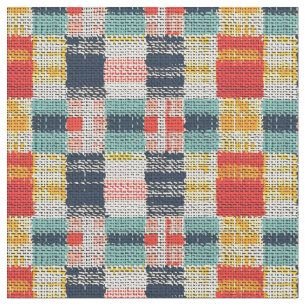 Tissu Vibrant tissé plaid - Retro Boho À damiers Motif