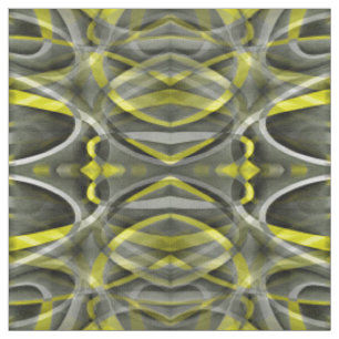 Tissu Vibrations des années 80 Jaune narcisse et gris Cu