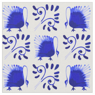 Tissu Victorian Blue Swans William Morris Motif Vintag