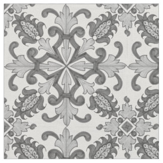 Tissu victorien floral gris