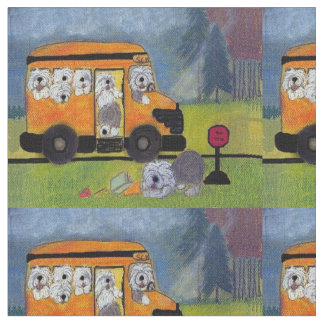 Tissu Vieil autobus anglais de Wigglebottom de chien de