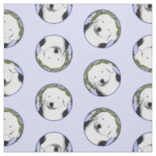 Tissu Vieux anglais Sheepdog Puppy Painpy Pet Dog Art