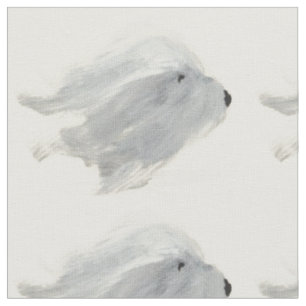 Tissu Vieux chien de berger anglais Blowin dans le vent