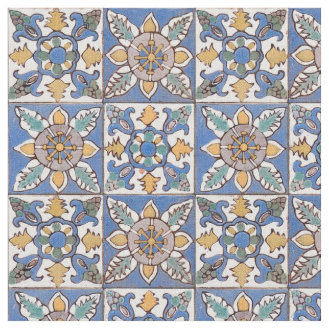 Tissu Vieux motif de tuiles de mur de majolique peint à (Fermer)