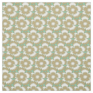 Tissu Vintage beige et vert fleuri Dianthus Barbatus