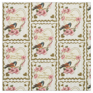 Tissu Vintage Bird Valentine Fabric