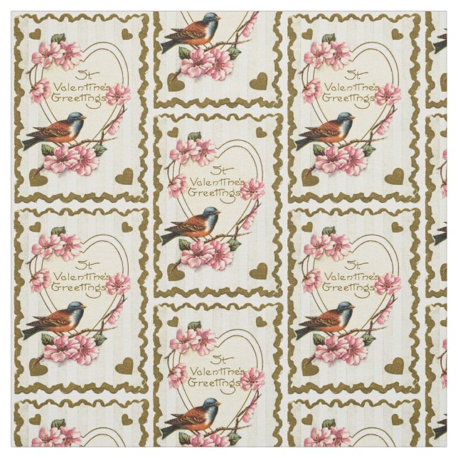 Tissu Vintage Bird Valentine Fabric (Échantillon)