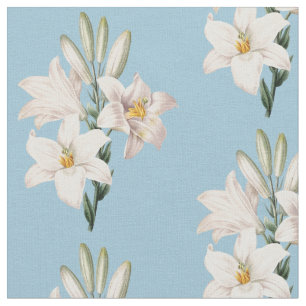 Tissu Vintage Blanc Lilies Floral