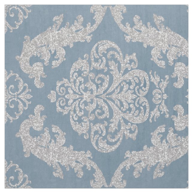 Tissu Vintage bleu damassé (Échantillon)
