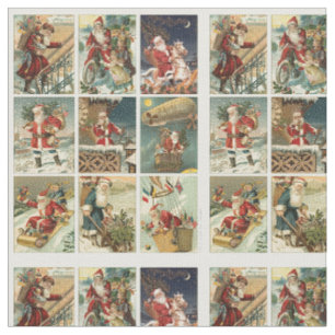 Tissu Vintage Christmas Père Noël Tiled Image Fabric
