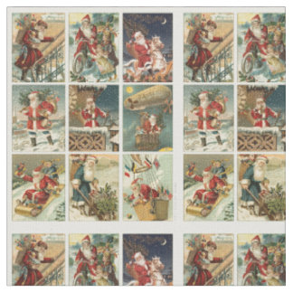 Tissu Vintage Christmas Père Noël Tiled Image Fabric