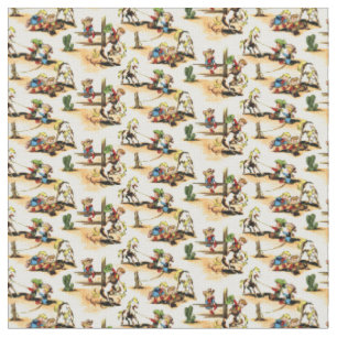 Tissu Vintage Cowboy - Cowgirls - Chevaux - Western Ranc