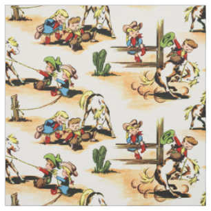 Tissu Vintage Cowboy - Cowgirls - Chevaux - Western Ranc