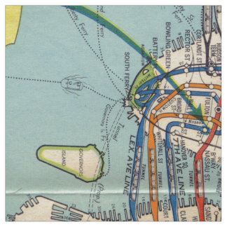 Tissu vintage de carte de souterrain de New York