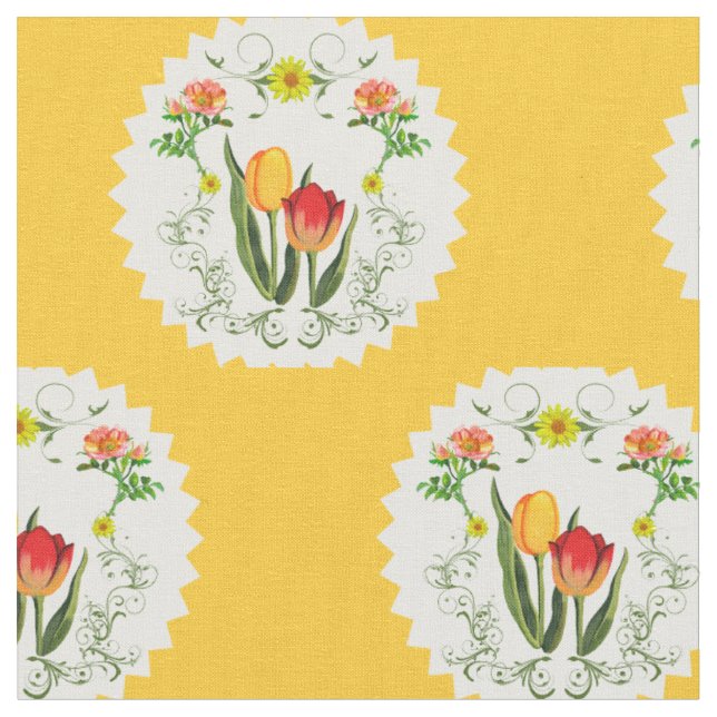 Tissu vintage de tulipes (Fermer)