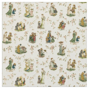 Tissu Vintage ère victorienne Kate Greenaway Motif